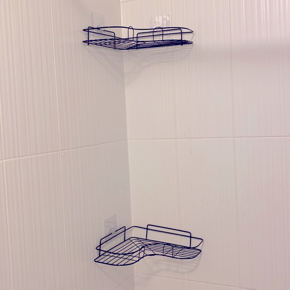 Black adhesive shower caddy - 2 shelves